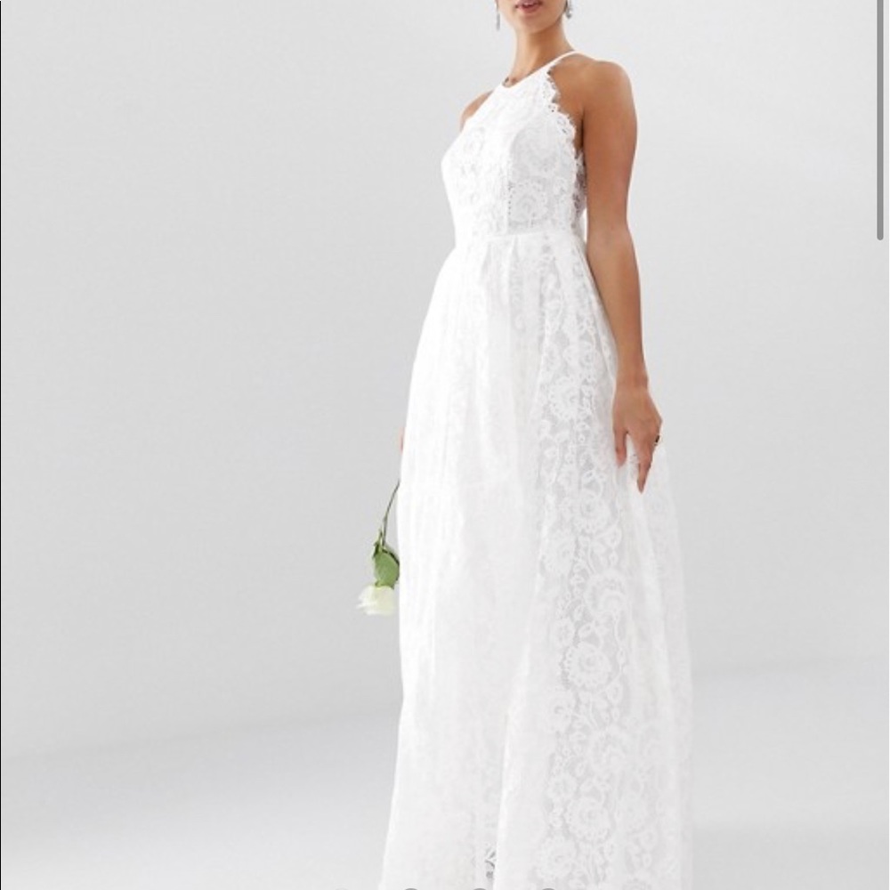 NWT ASOS Bridal lace halter neck dress